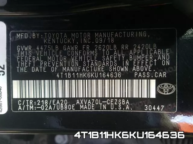 4T1B11HK6KU164636 фото 2