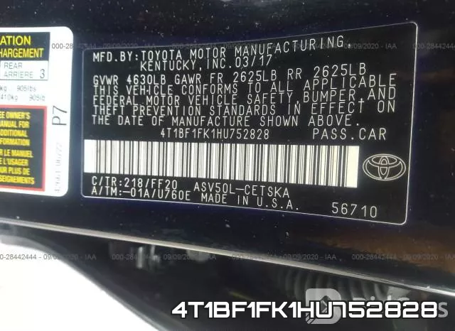 4T1BF1FK1HU752828 фото 10