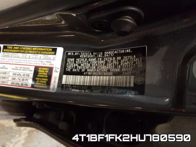 4T1BF1FK2HU780590 фото 2