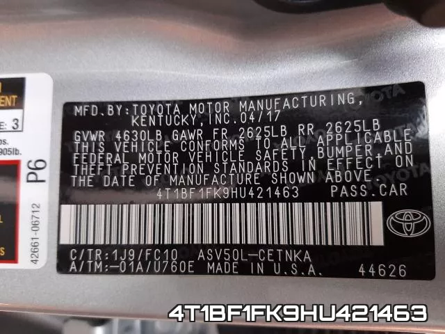 4T1BF1FK9HU421463 фото 2