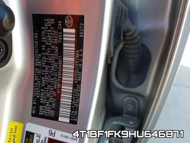 4T1BF1FK9HU646871 фото 2