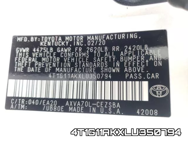 4T1G11AKXLU350794 фото 2