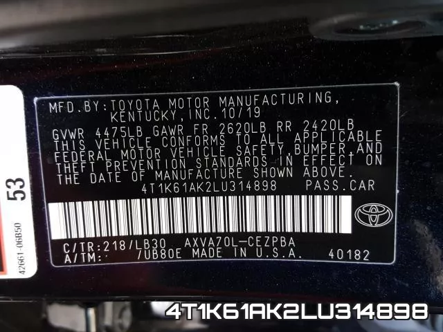 4T1K61AK2LU314898 фото 2