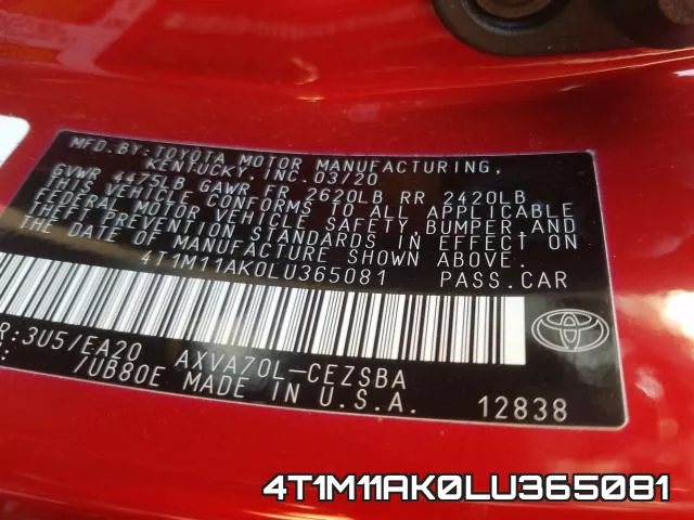 4T1M11AK0LU365081 фото 2
