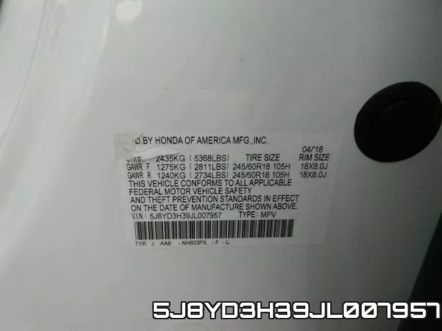 5J8YD3H39JL007957 фото 2