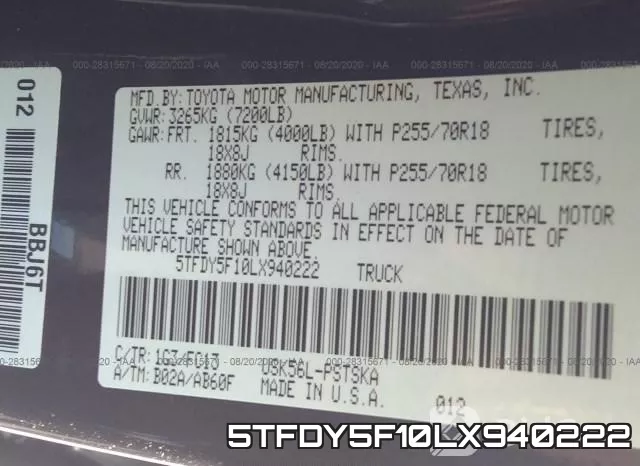 5TFDY5F10LX940222 фото 9
