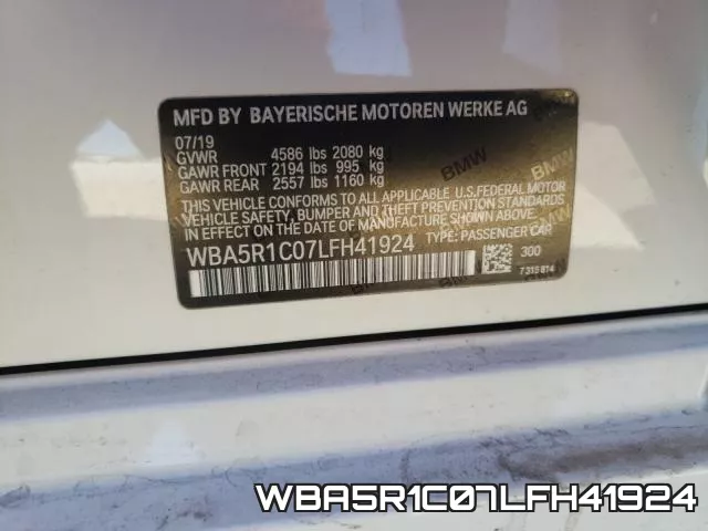 WBA5R1C07LFH41924 фото 2