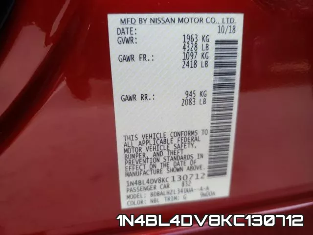1N4BL4DV8KC130712 фото 2