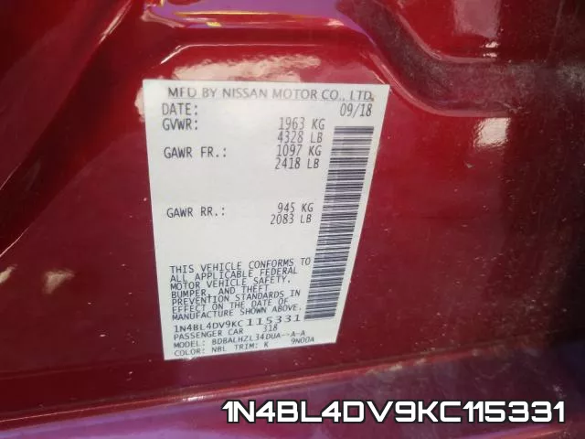 1N4BL4DV9KC115331 фото 2