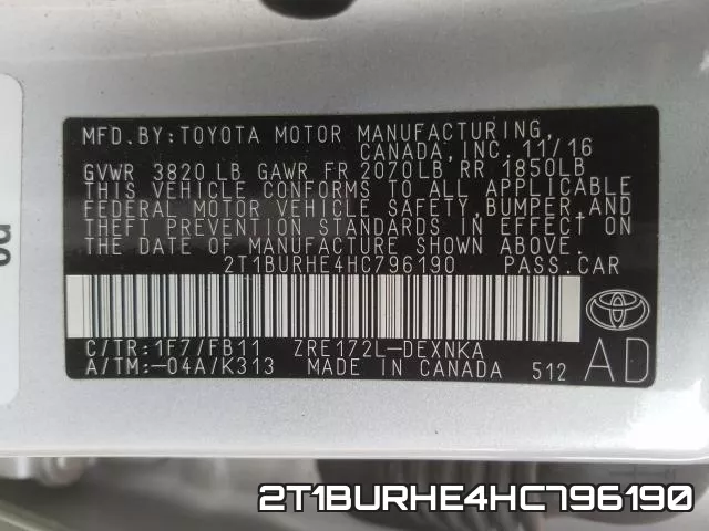 2T1BURHE4HC796190 фото 2