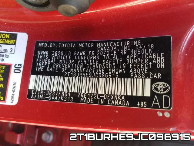 2T1BURHE9JC096915 фото 2