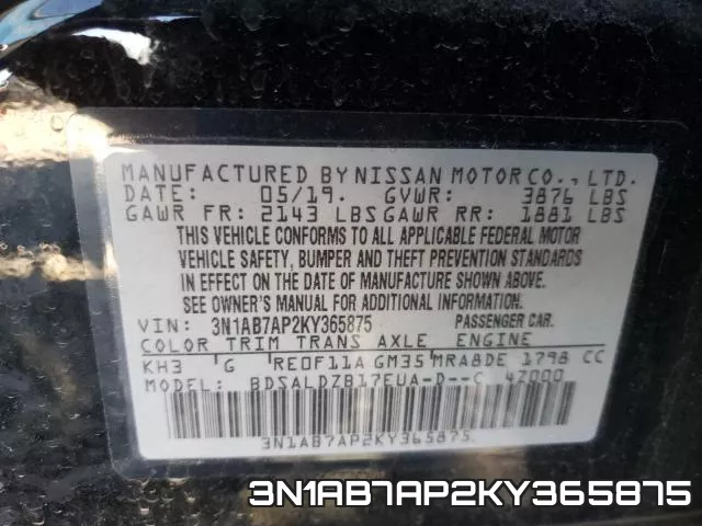 3N1AB7AP2KY365875 фото 2