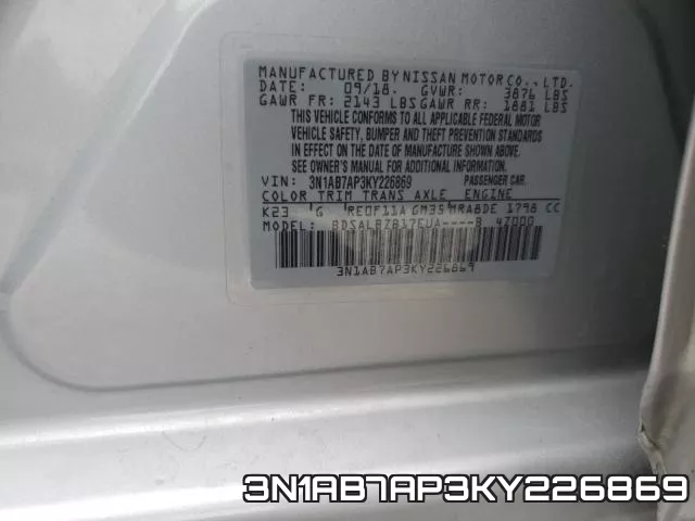 3N1AB7AP3KY226869 фото 2