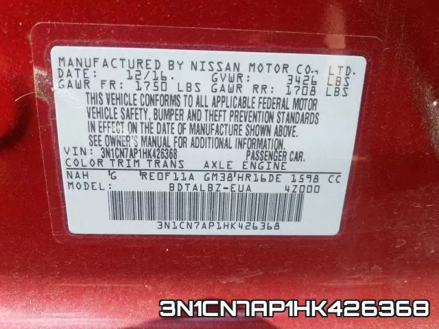 3N1CN7AP1HK426368 фото 2