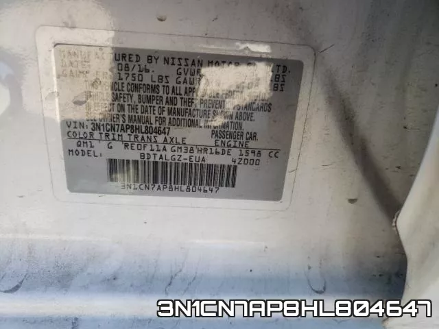 3N1CN7AP8HL804647 фото 2