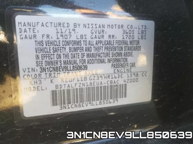 3N1CN8EV9LL850639 фото 2