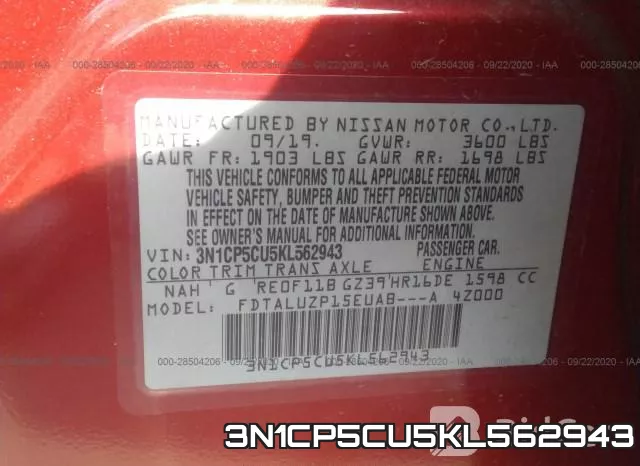 3N1CP5CU5KL562943 фото 10