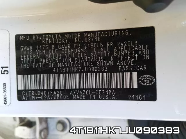 4T1B11HK7JU090383 фото 2