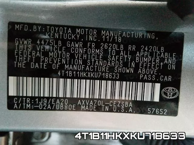 4T1B11HKXKU718633 фото 2