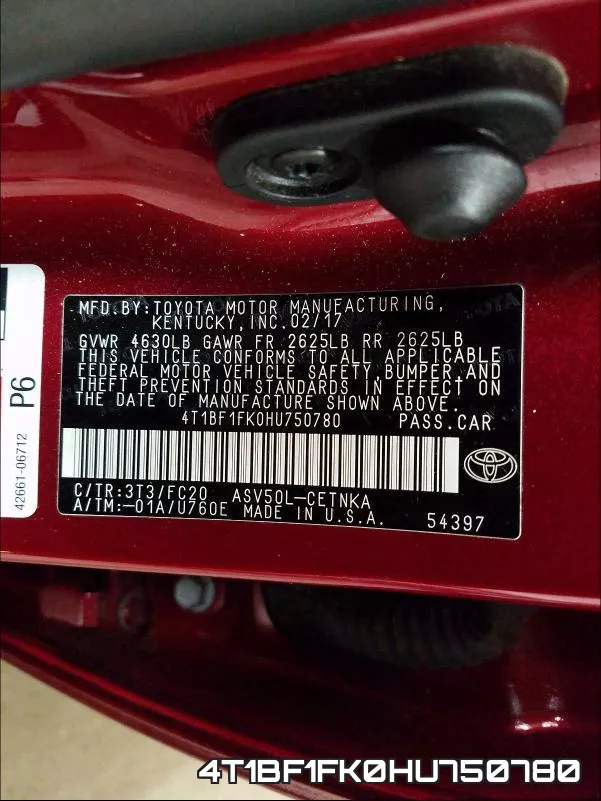 4T1BF1FK0HU750780 фото 2