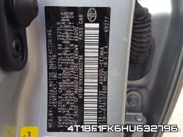 4T1BF1FK6HU632796 фото 2
