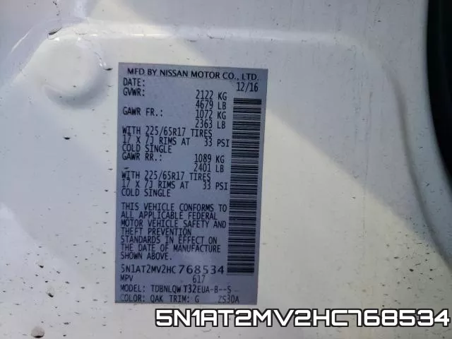 5N1AT2MV2HC768534 фото 2
