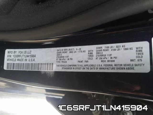 1C6SRFJT1LN415904 фото 2