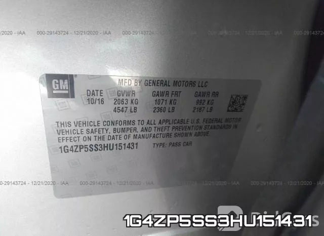 1G4ZP5SS3HU151431 фото 9