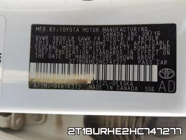 2T1BURHE2HC747277 фото 2