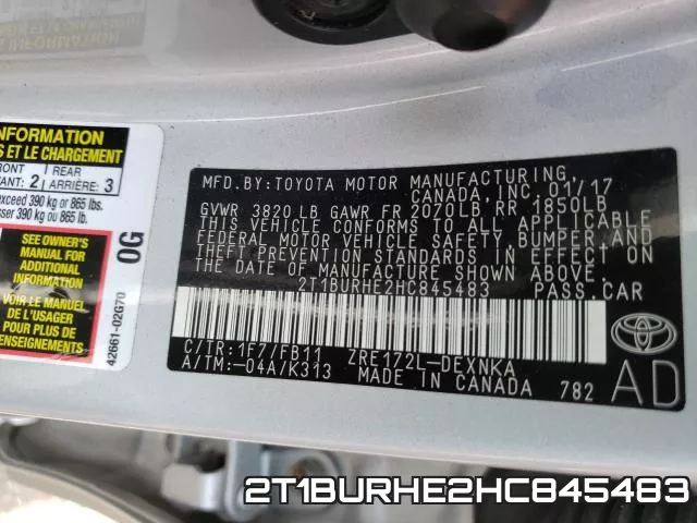 2T1BURHE2HC845483 фото 2