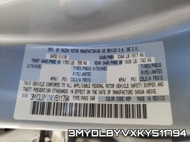 3MYDLBYVXKY511794 фото 2