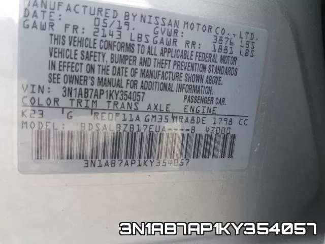 3N1AB7AP1KY354057 фото 2