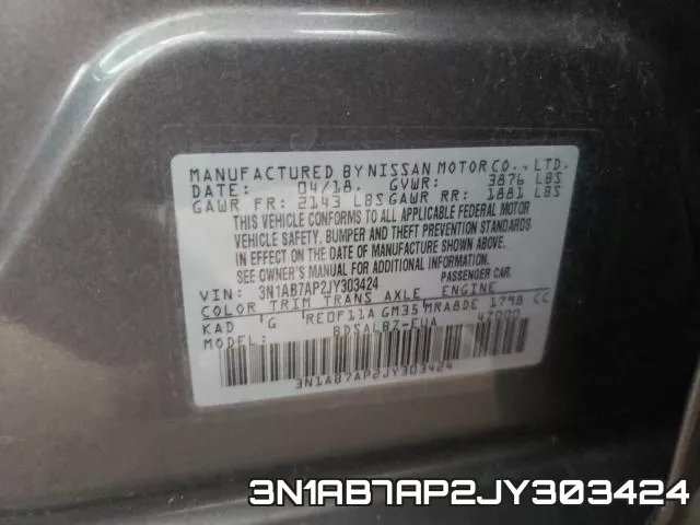 3N1AB7AP2JY303424 фото 2
