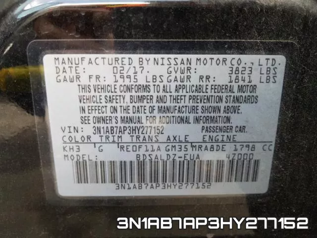 3N1AB7AP3HY277152 фото 2