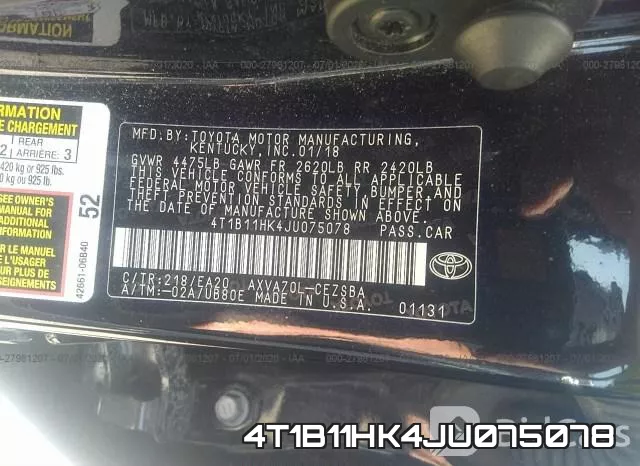 4T1B11HK4JU075078 фото 10