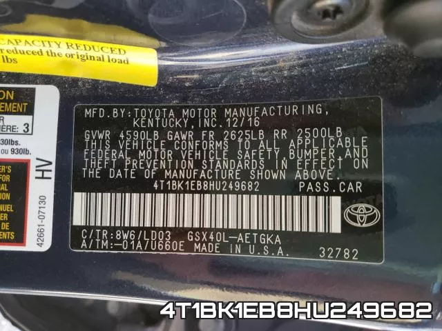 4T1BK1EB8HU249682 фото 2