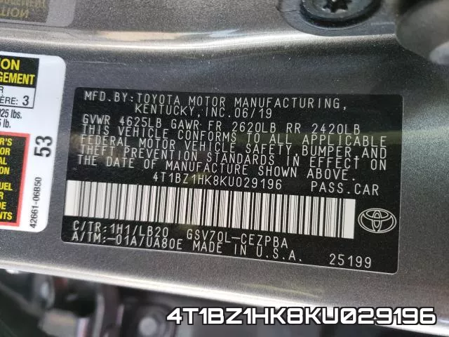 4T1BZ1HK8KU029196 фото 2
