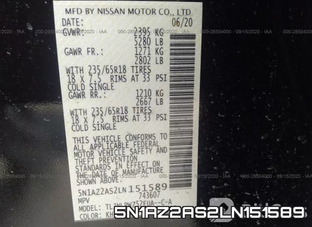 5N1AZ2AS2LN151589 фото 10