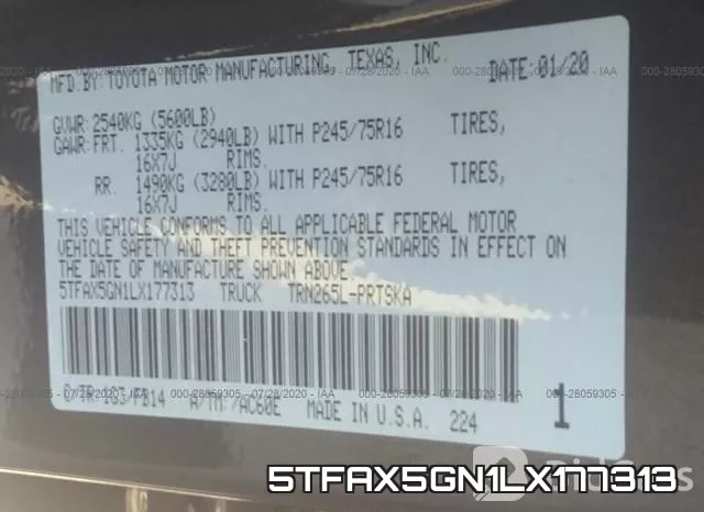 5TFAX5GN1LX177313 фото 10