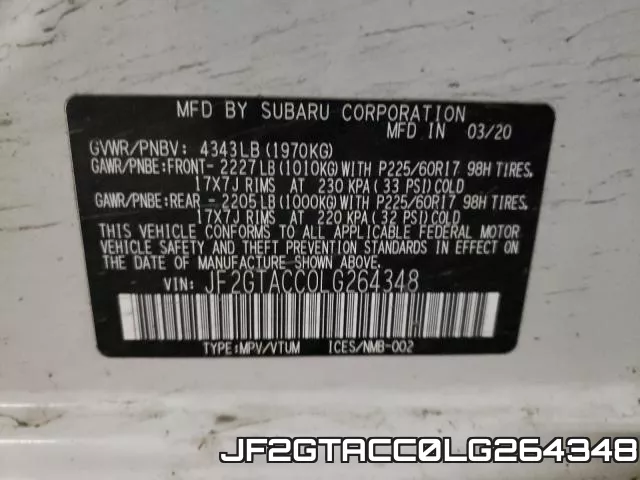 JF2GTACC0LG264348 фото 2