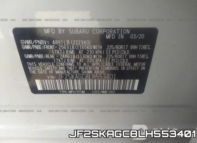 JF2SKAGC8LH553401 фото 9