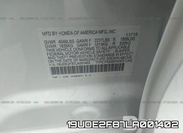 19UDE2F87LA001402 фото 10