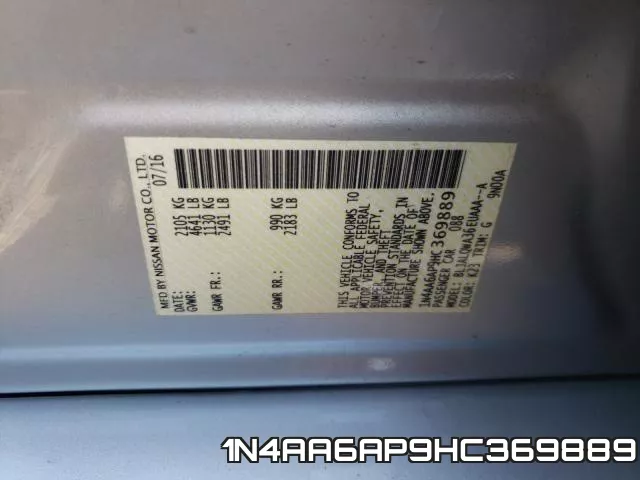 1N4AA6AP9HC369889 фото 2