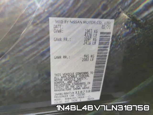 1N4BL4BV7LN318758 фото 2