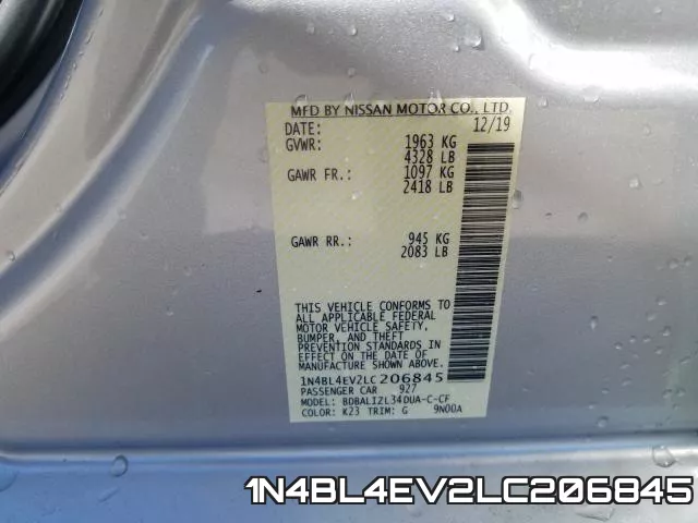 1N4BL4EV2LC206845 фото 2