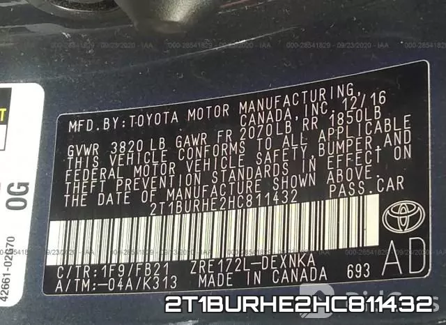 2T1BURHE2HC811432 фото 9