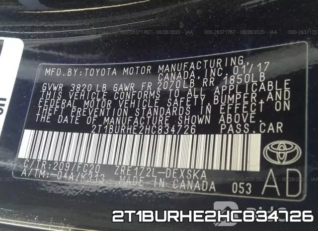 2T1BURHE2HC834726 фото 10