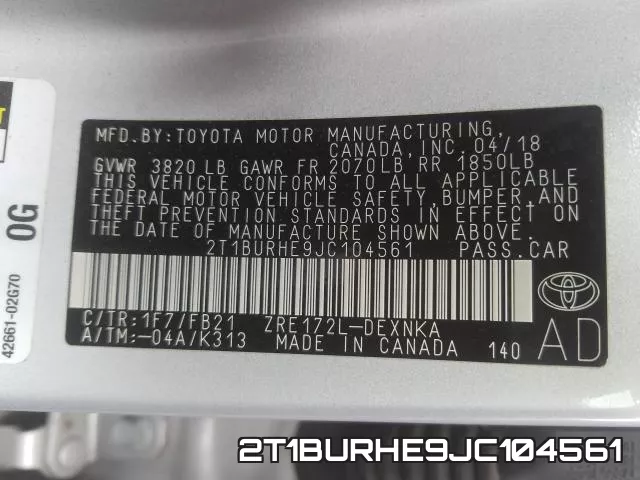 2T1BURHE9JC104561 фото 2