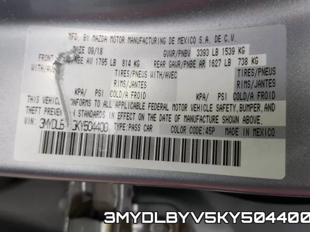 3MYDLBYV5KY504400 фото 2