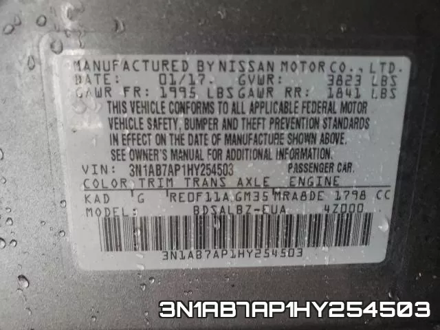 3N1AB7AP1HY254503 фото 2